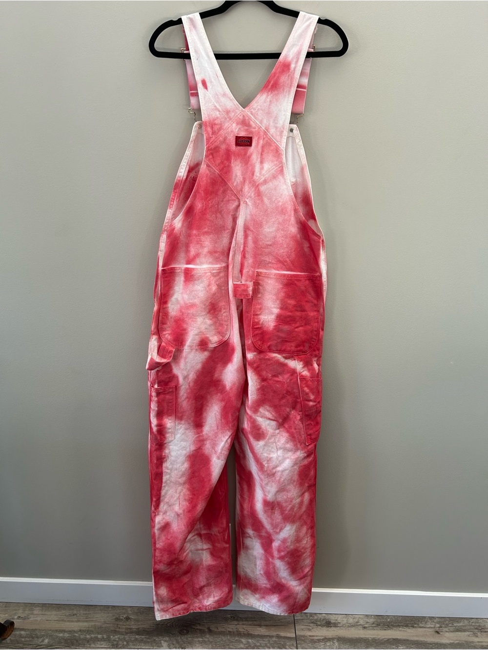 Dickies X Urban Behaviour Hand Dyed Custom Tie Dye Bib Utility Pink Overalls - Picture 4 of 9